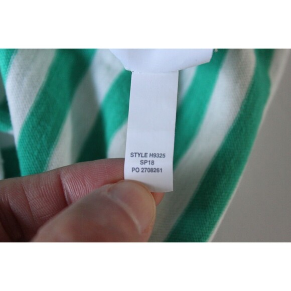 J. Crew Striped Tie Shoulder Dress Size L Green & White Stripes 100% Cotton - Picture 10 of 12